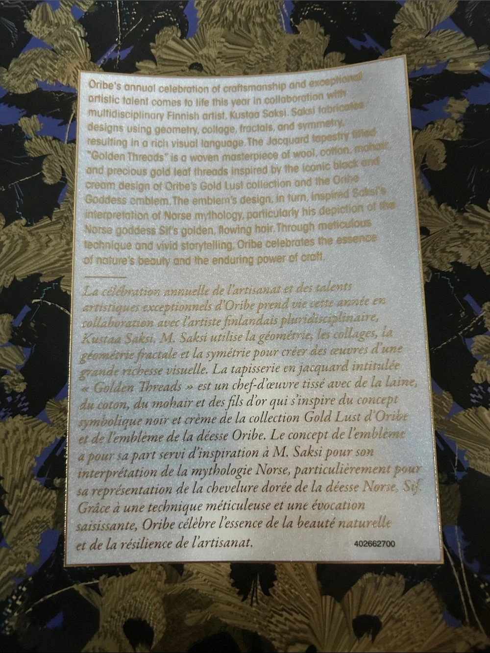 Oribe Gold Lust Collection New in Decorative Box with Black and Blue Accents